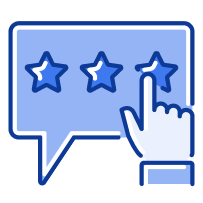Review with hand icon Review with hand icon
